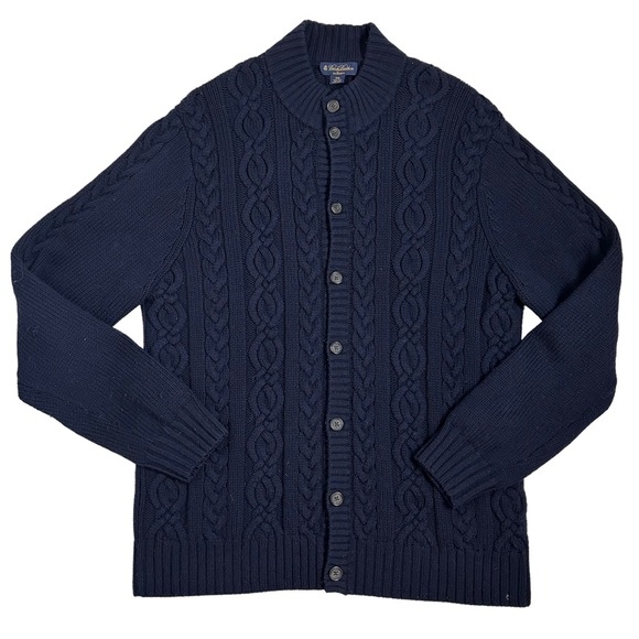 Brooks Brothers Other - Brooks Brothers Saxxon Men’s Navy Blue Cable Knit Button Down Cardigan